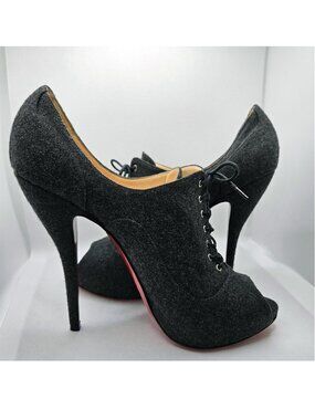 Christian Louboutin Flannel Lady Derby 120 Booties Grey Fits Like Size US 10